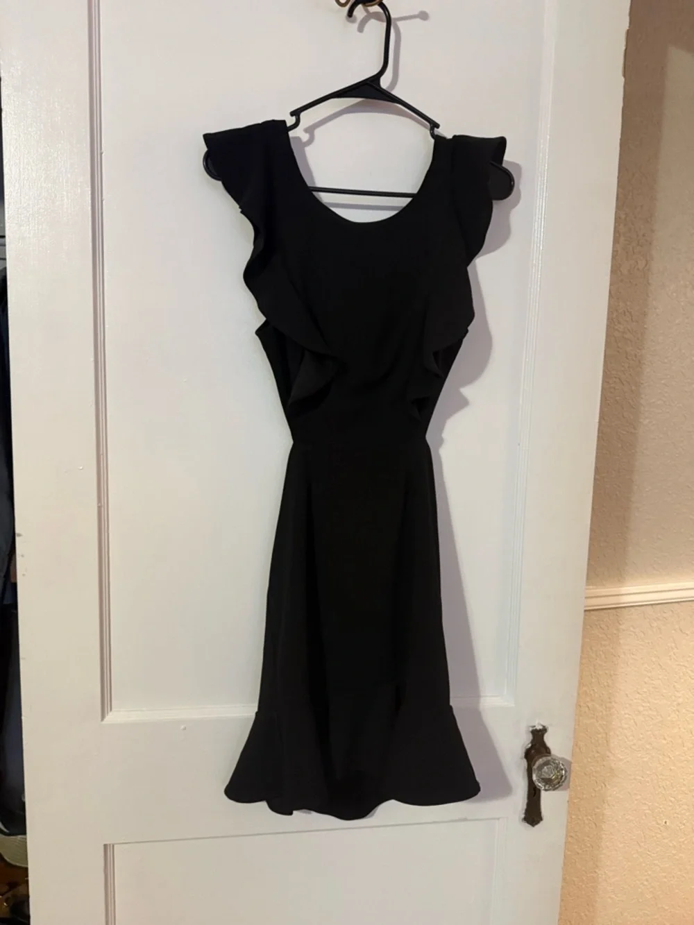Black Ruffle Backless Mini Dress - Picture 1 of 3
